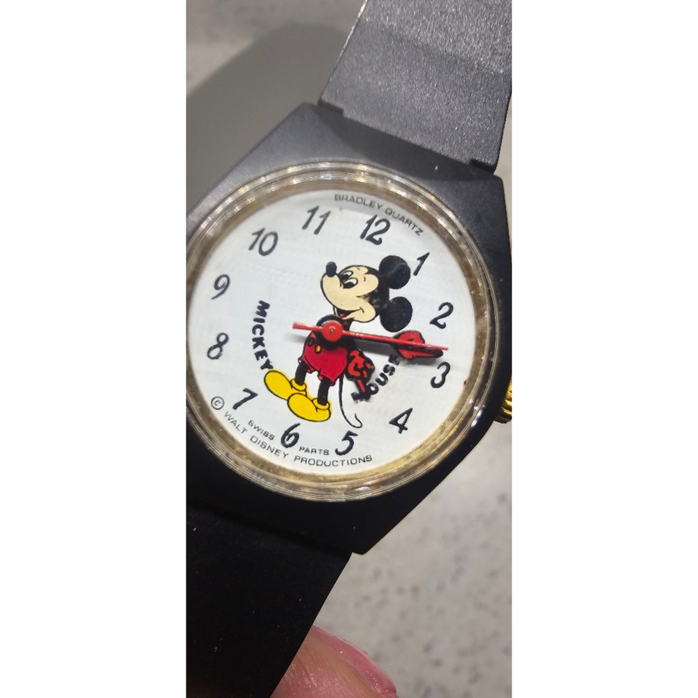 Unisex Bradley Time Division Mickey Mouse Watch Black/White